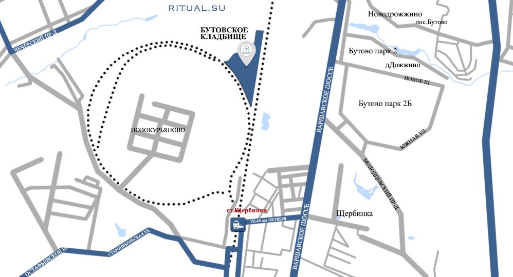 Схема проезда к Бутовскому кладбищу
