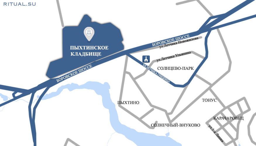 Схема проезда к Пыхтинскому кладбищу